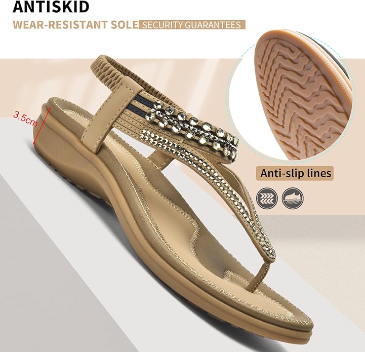 Littleplum Women Rhinestone Slingback Arch Support Sandals