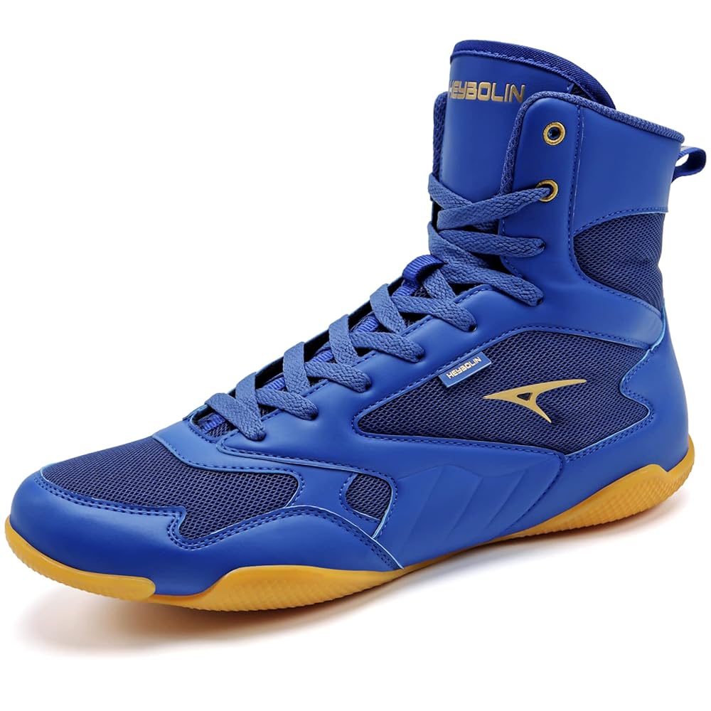 ASHION Men Wrestling Shoes Boxing Shoes High Top Fitness Sneakers Zero Drop Sole