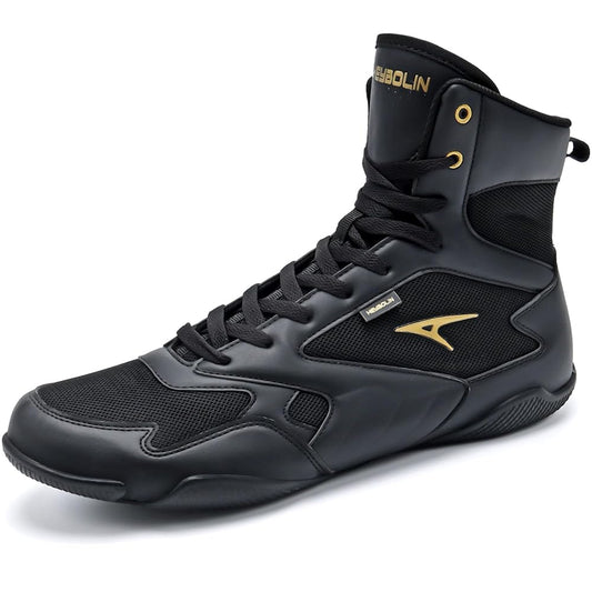 ASHION Men Wrestling Shoes Boxing Shoes High Top Fitness Sneakers Zero Drop Sole