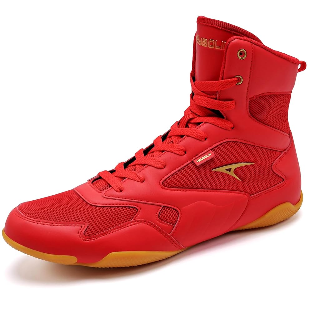ASHION Men Wrestling Shoes Boxing Shoes High Top Fitness Sneakers Zero Drop Sole