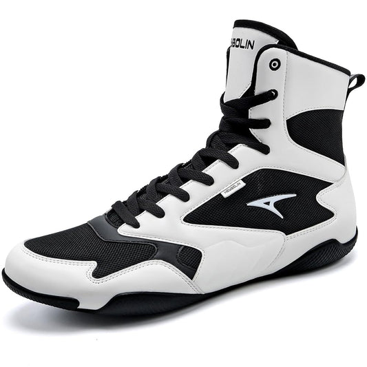 ASHION Men Wrestling Shoes Boxing Shoes High Top Fitness Sneakers Zero Drop Sole