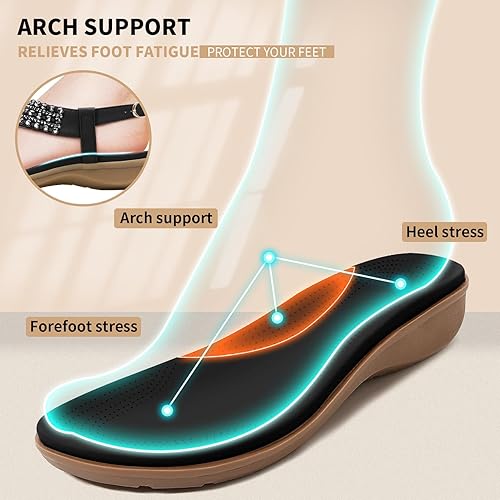 Littleplum Women Arch Support Comfort Elastic  Summer Flip Flops