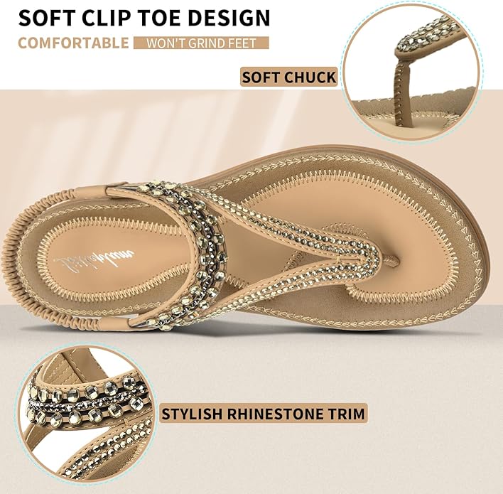 Littleplum Women Rhinestone Slingback Arch Support Sandals