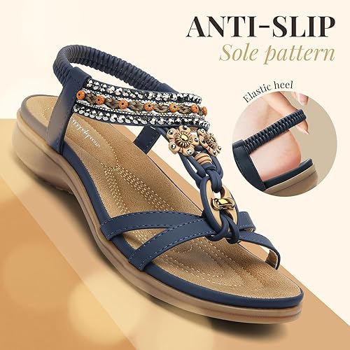 Littleplum Womens Sandals Arch Support Bohemian Flip Flops Sandals for Women