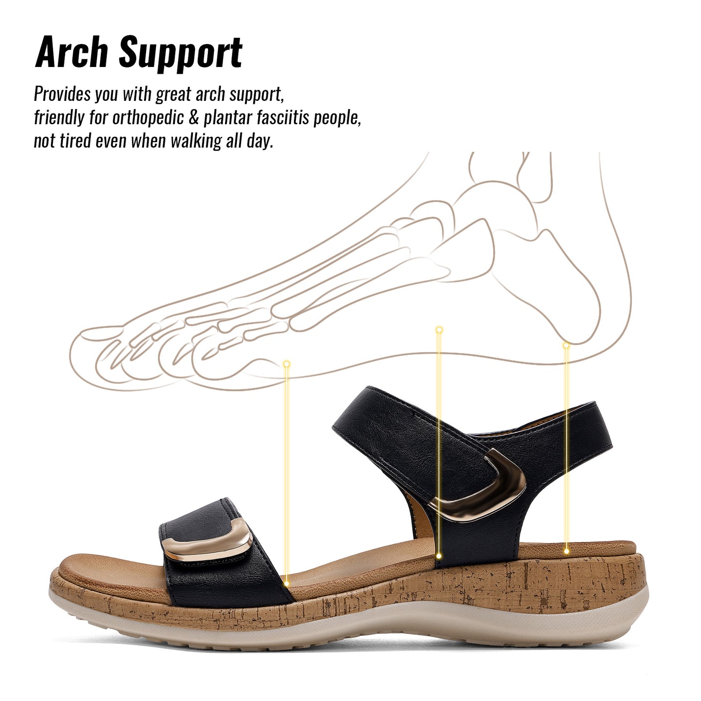 Littleplum Women Adjustable Arch Support Comfort Summer Flat Sandals