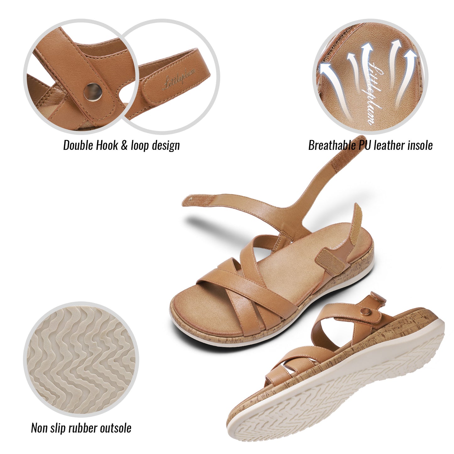 Littleplum Women Orthopedic Arch Support Adjustable Strap Sandals