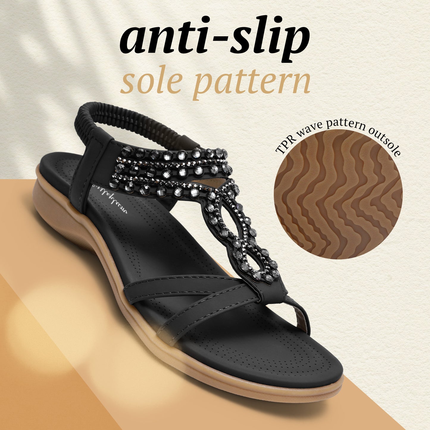 Littleplum Women Arch Support Summer Elastic Flip Flops Sandals