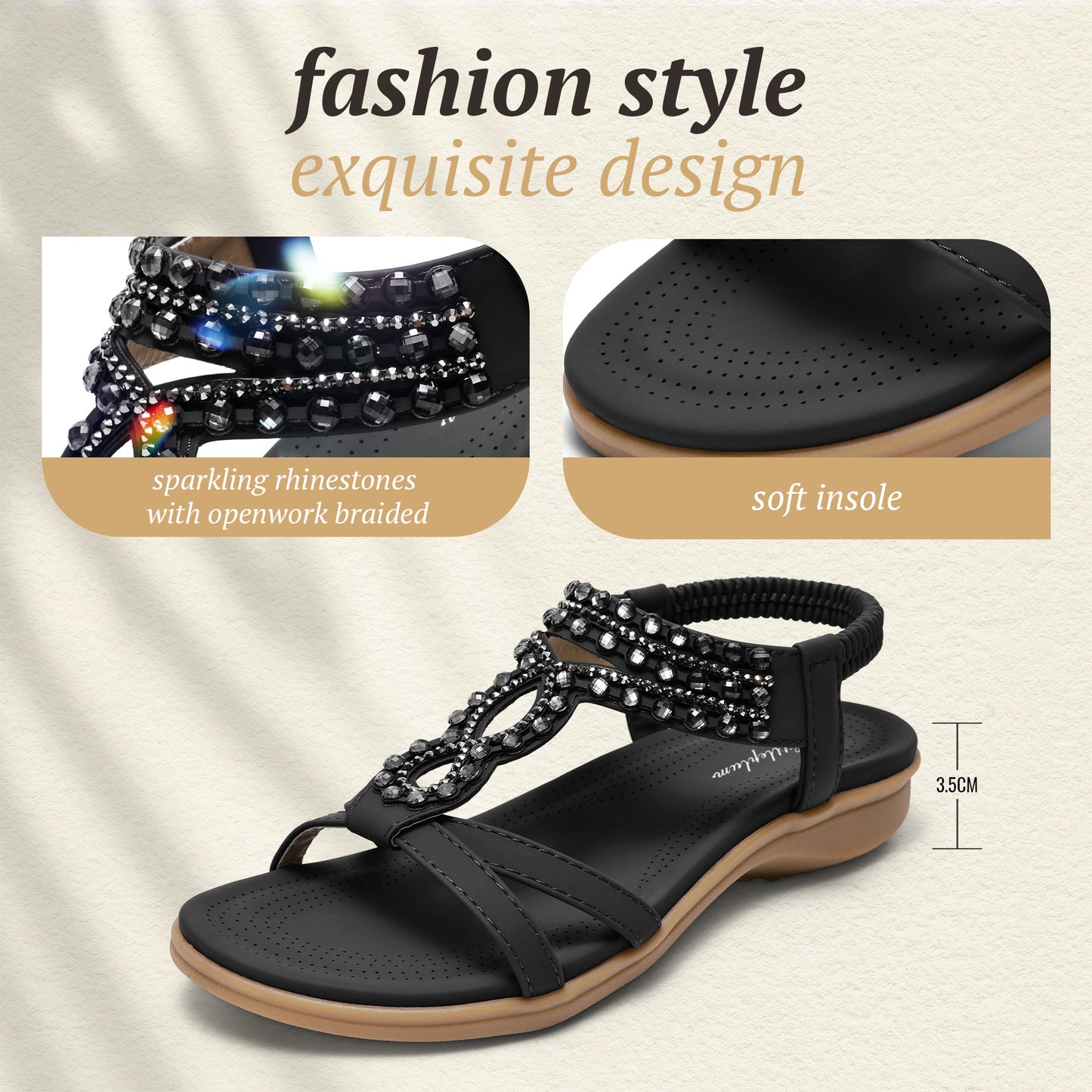 Littleplum Women Arch Support Summer Elastic Flip Flops Sandals