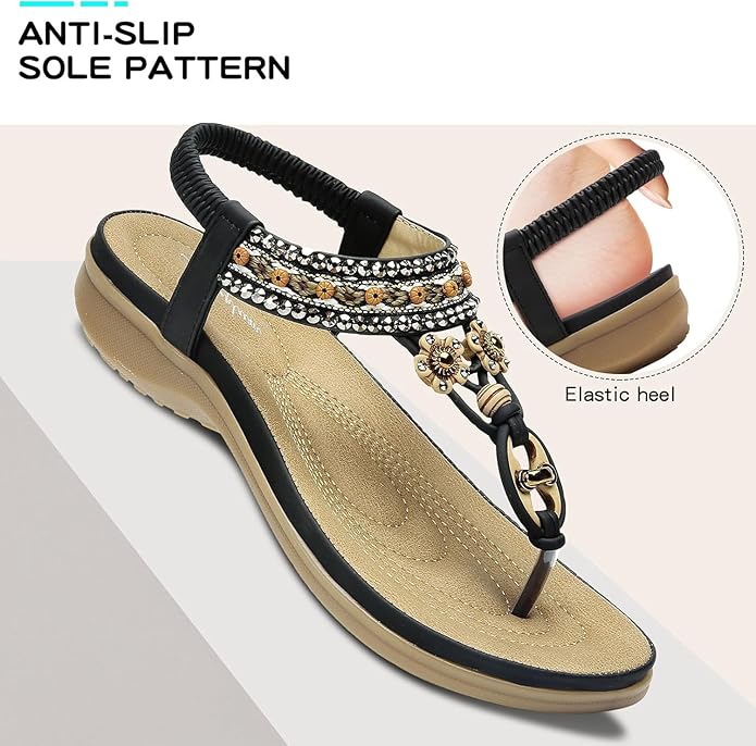Littleplum Women Bohemian Arch Support Beach Flip Flops Sandals
