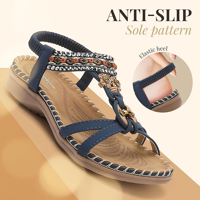 Littleplum Women Bohemian Arch Support Summer  Flip Flops Sandals