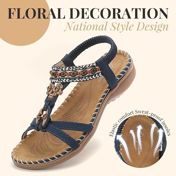 Littleplum Women Bohemian Arch Support Summer  Flip Flops Sandals