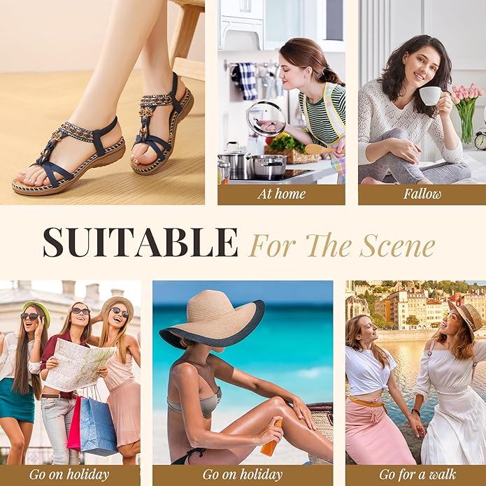 Littleplum Women Bohemian Arch Support Summer  Flip Flops Sandals
