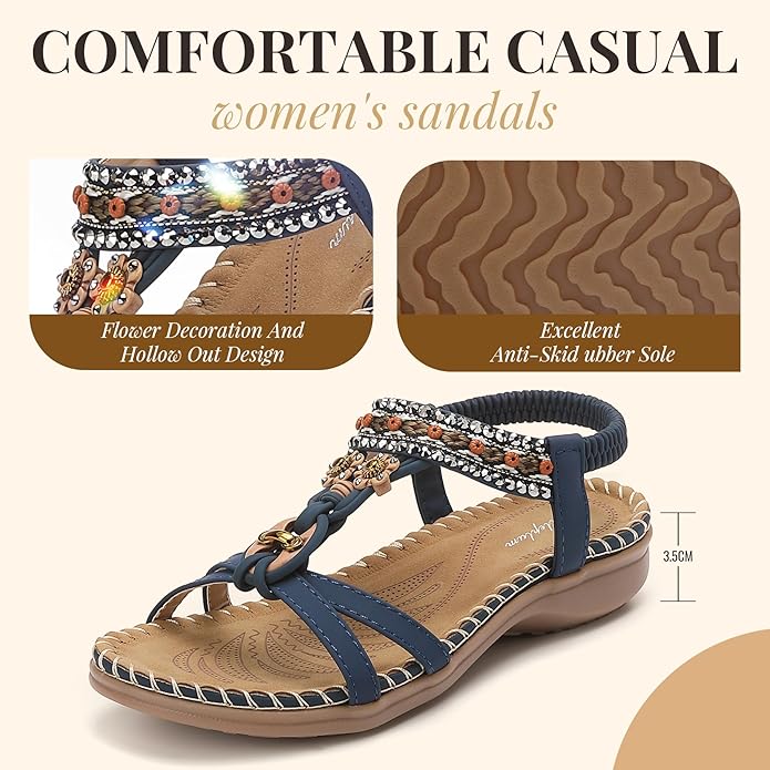 Littleplum Women Bohemian Arch Support Summer  Flip Flops Sandals