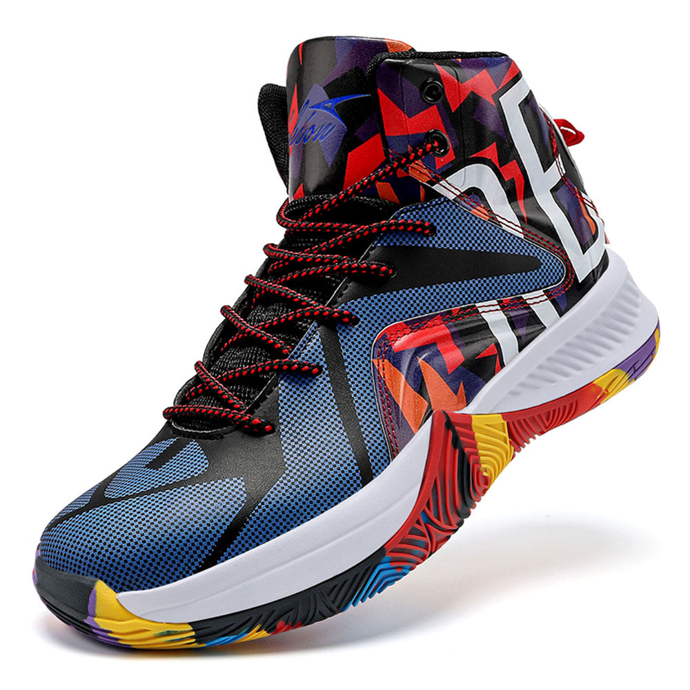 ASHION Unisex Kids High Top Basketball Shoes Breathable Cushion Sneakers