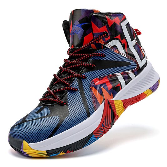ASHION Unisex Kids High Top Basketball Shoes Breathable Cushion Sneakers