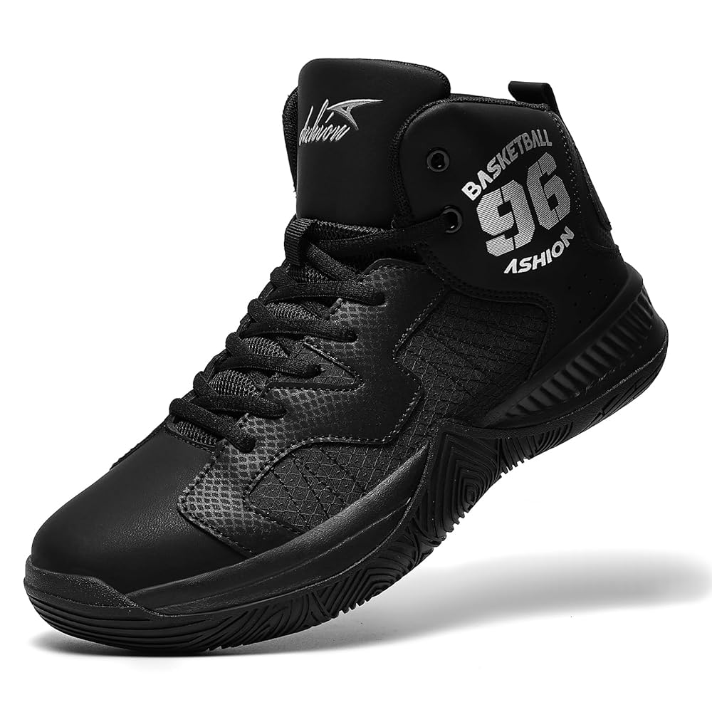 ASHION Unisex Kids High Top Basketball Shoes Breathable Cushion Sneakers