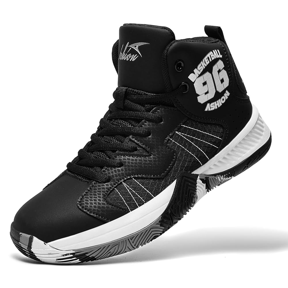 ASHION Unisex Kids High Top Basketball Shoes Breathable Cushion Sneakers