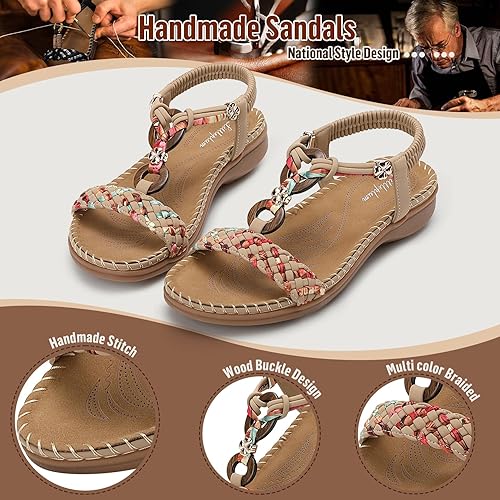 Littleplum Women Handmade Braided Bohemian Arch Support Sandals