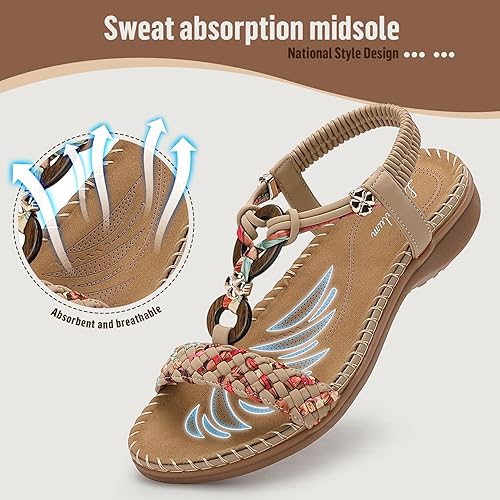 Littleplum Women Handmade Braided Bohemian Arch Support Sandals
