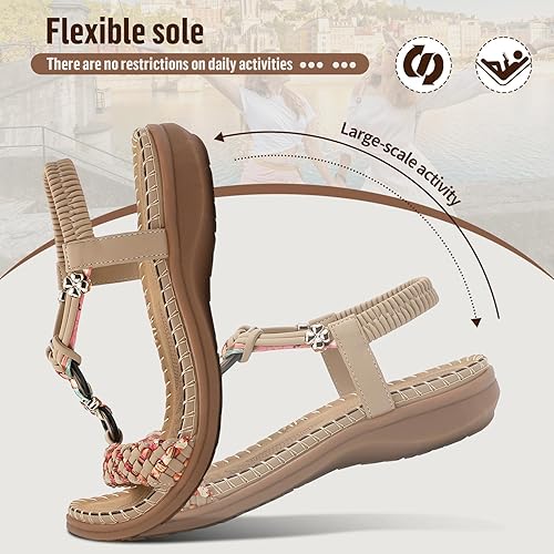 Littleplum Women Handmade Braided Bohemian Arch Support Sandals
