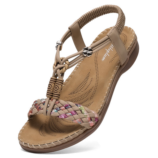 Littleplum Women Braided Bohemian Arch Support Flat Summer Sandals