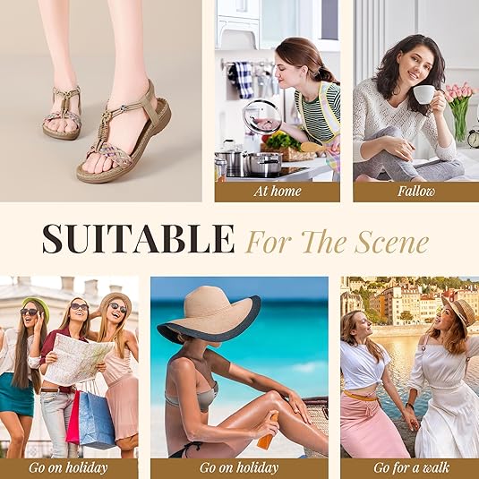 Littleplum Women Braided Bohemian Arch Support Flat Summer Sandals