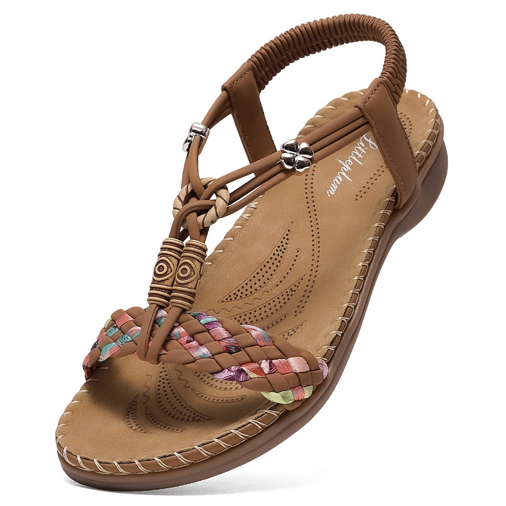 Littleplum Women Braided Bohemian Arch Support Flat Summer Sandals
