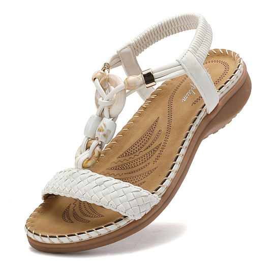 Littleplum Women Handmade Braided Bohemian Arch Support Flat Sandals