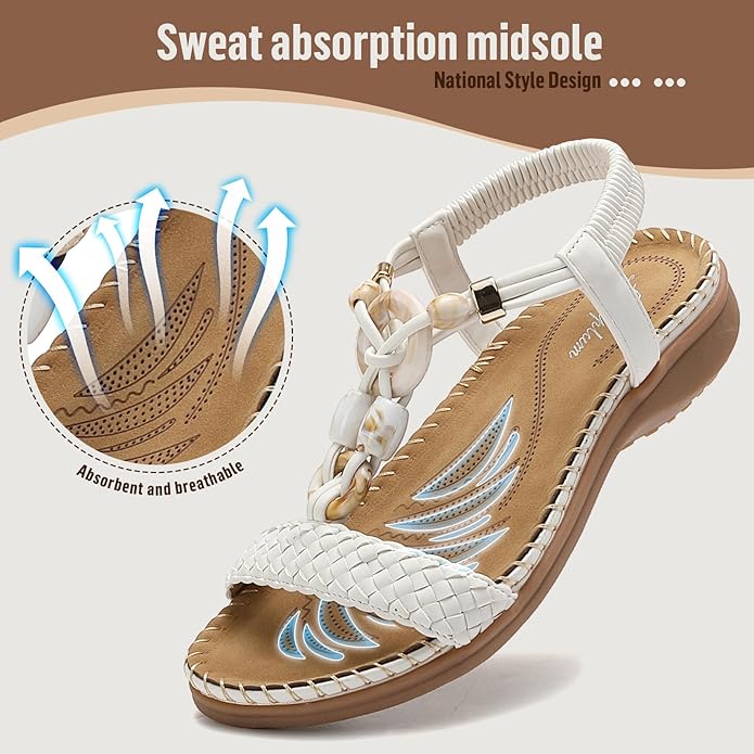 Littleplum Women Handmade Braided Bohemian Arch Support Flat Sandals