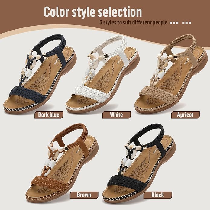 Littleplum Women Handmade Braided Bohemian Arch Support Flat Sandals