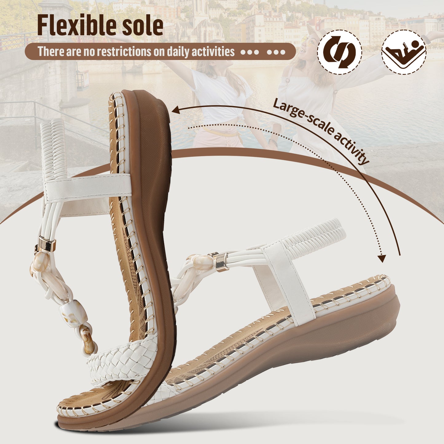 Littleplum Women Handmade Braided Bohemian Arch Support Flat Sandals