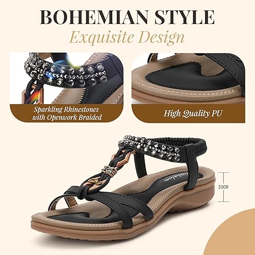 Littleplum Women Rhinestone Slingback Arch Support Dressy Sandals
