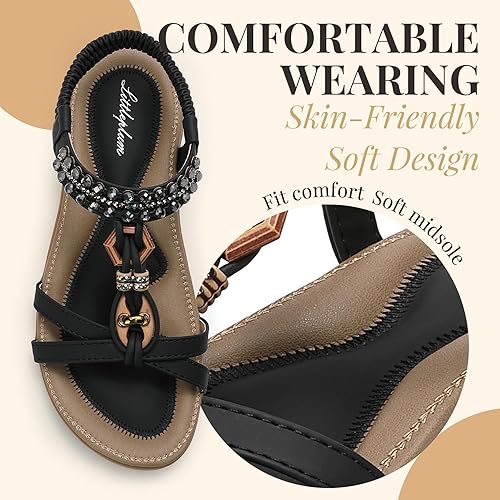Littleplum Women Rhinestone Slingback Arch Support Dressy Sandals