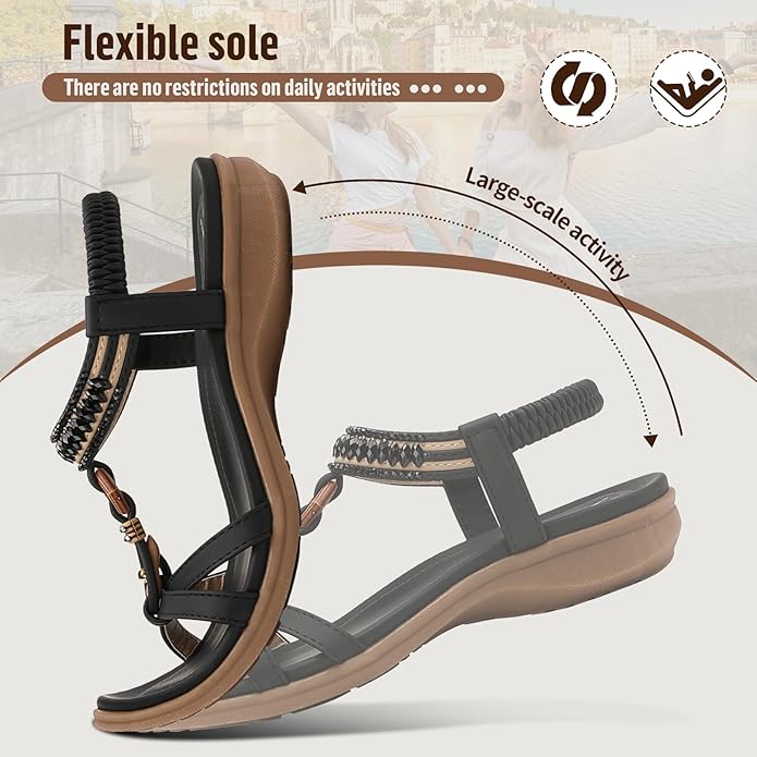 Littleplum Women Arch Support Elastic Casual Flip Flops Sandals
