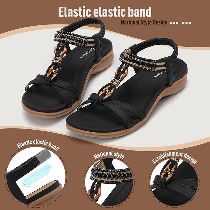 Littleplum Women Arch Support Elastic Casual Flip Flops Sandals