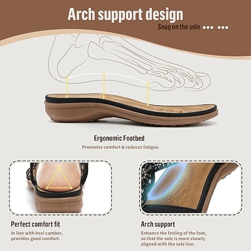 Littleplum Women Handmade Arch Support Bohemian Orthopedic Flip Flops