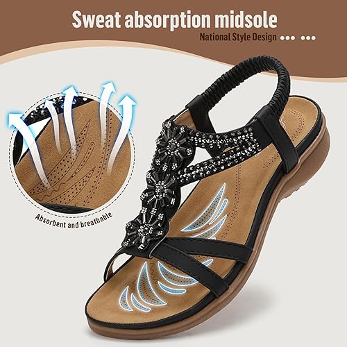 Littleplum Women Handmade Arch Support Bohemian Orthopedic Flip Flops