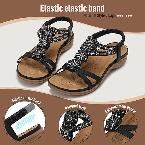 Littleplum Women Handmade Arch Support Bohemian Orthopedic Flip Flops