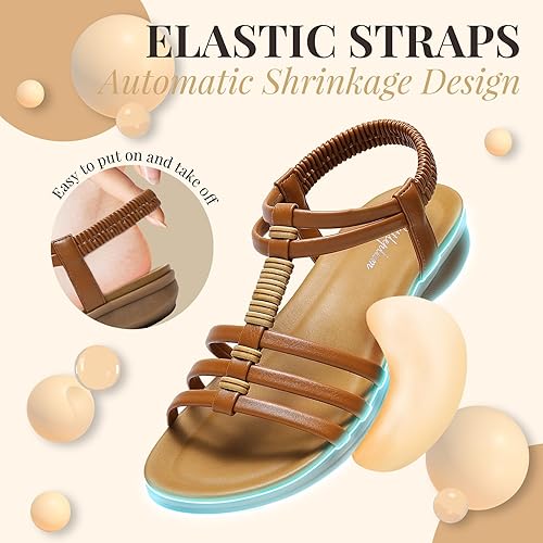 Littleplum Women Gladiator Arch Support Comfort Flat Dressy Sandals