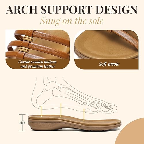Littleplum Women Gladiator Arch Support Comfort Flat Dressy Sandals