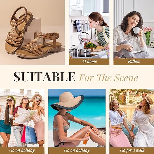Littleplum Women Gladiator Arch Support Comfort Flat Dressy Sandals