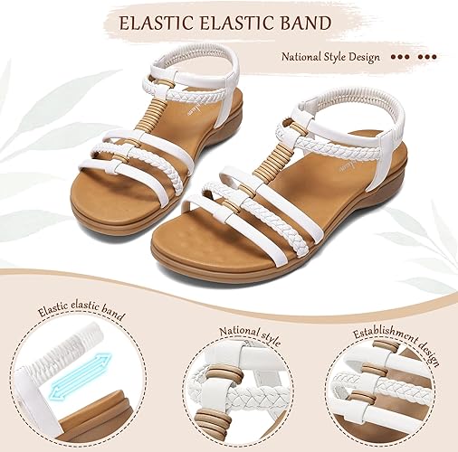 Littleplum Women Arch Support Summer Gladiator Comfort Flat Sandals