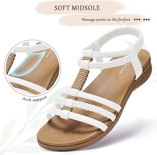 Littleplum Women Arch Support Summer Gladiator Comfort Flat Sandals