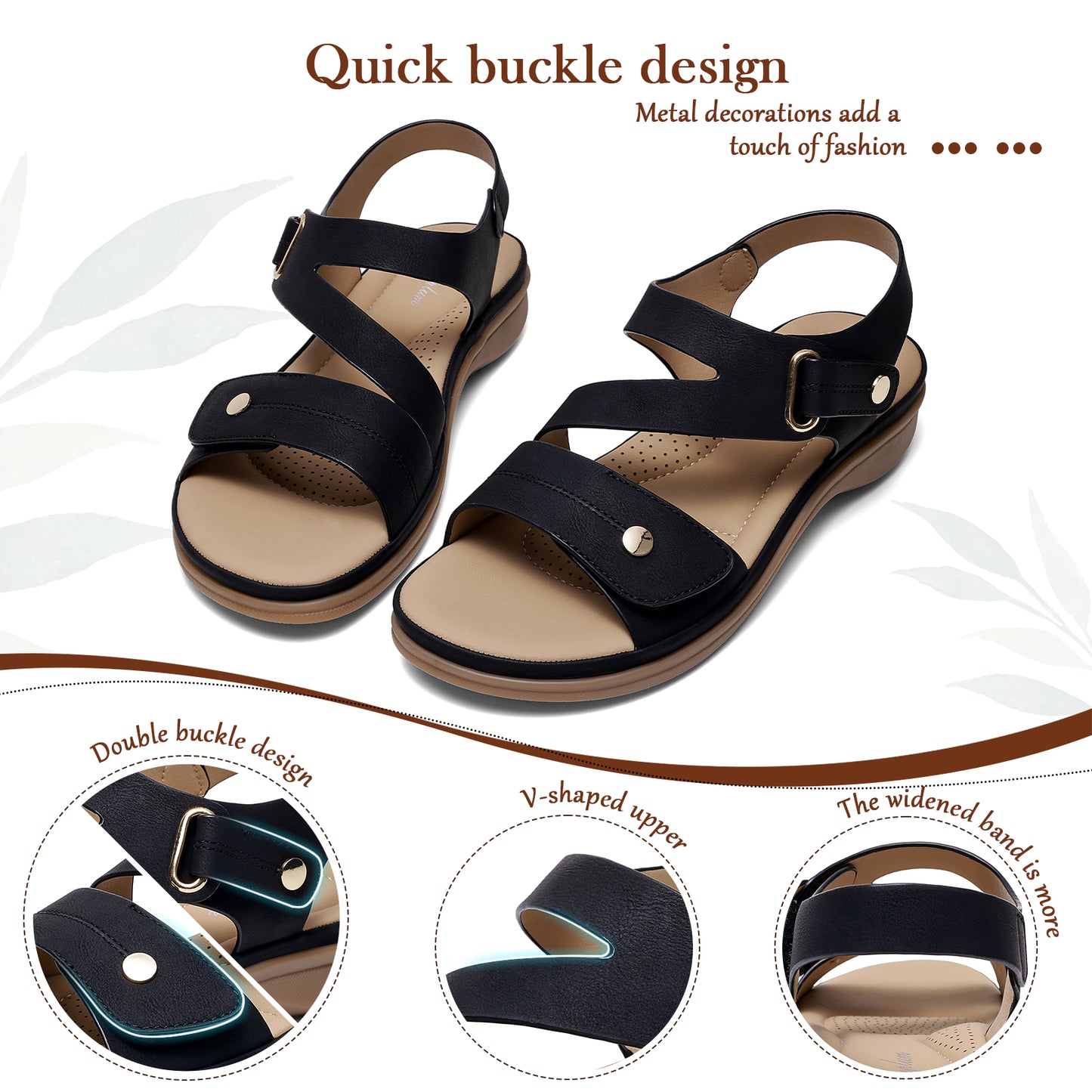 Littleplum Women Arch Support Adjustable Orthotic Flat Sandals