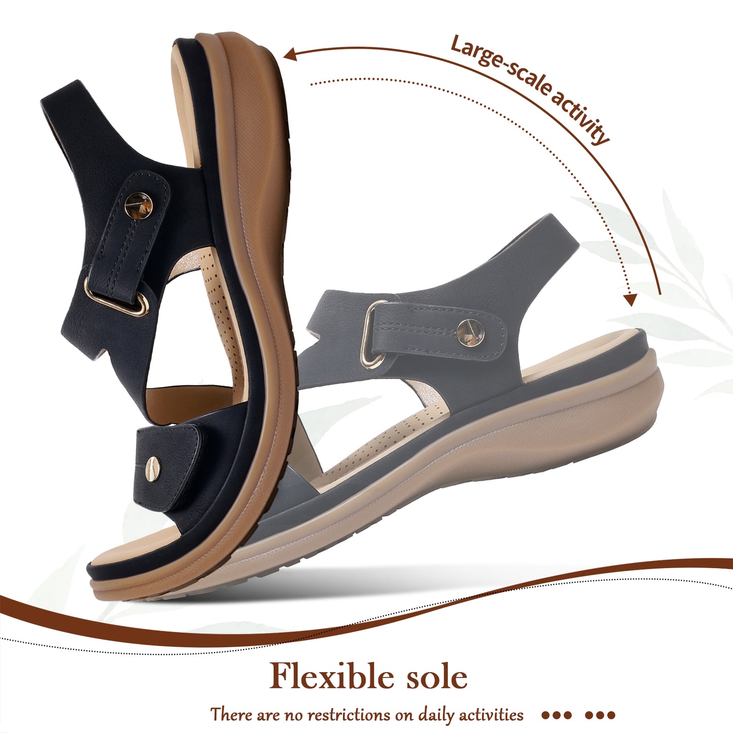 Littleplum Women Arch Support Adjustable Orthotic Flat Sandals