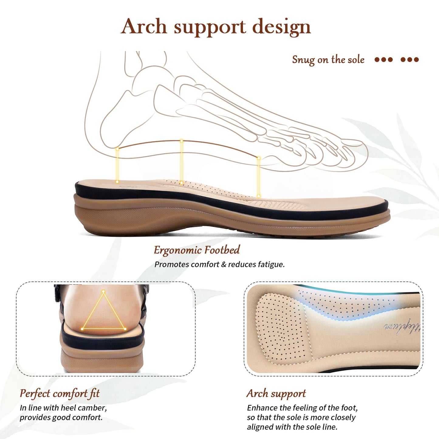 Littleplum Women Arch Support Adjustable Orthotic Flat Sandals