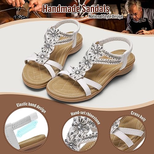 Littleplum Women Arch Support Handmade Bohemian Comfort Flip Flops