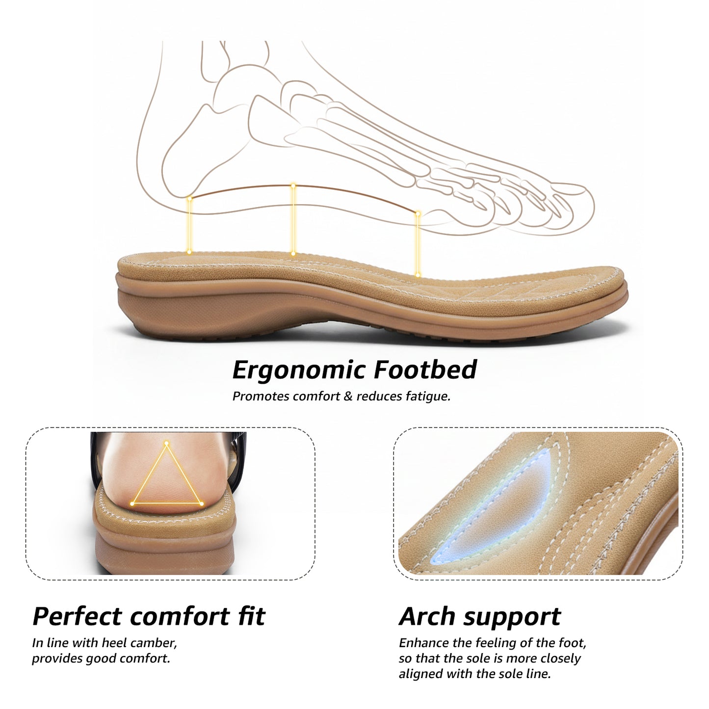 Littleplum Women's Wide Width Arch Support Sandals Bohemian Rhinestone Flat Summer Shoes with Elastic Strap