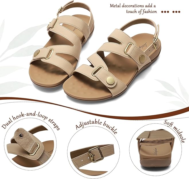 Littleplum Women Orthopedic Arch Support Comfort Adjustable Sandals