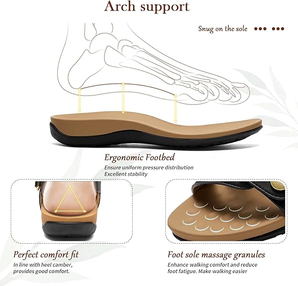 Littleplum Women Dressy Arch Support Adjustable Ankle Strap Sandals